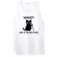 Childless Cat Ladies Funny Cat What Say It To My Face Raglan Baseball PosiCharge Competitor Tank