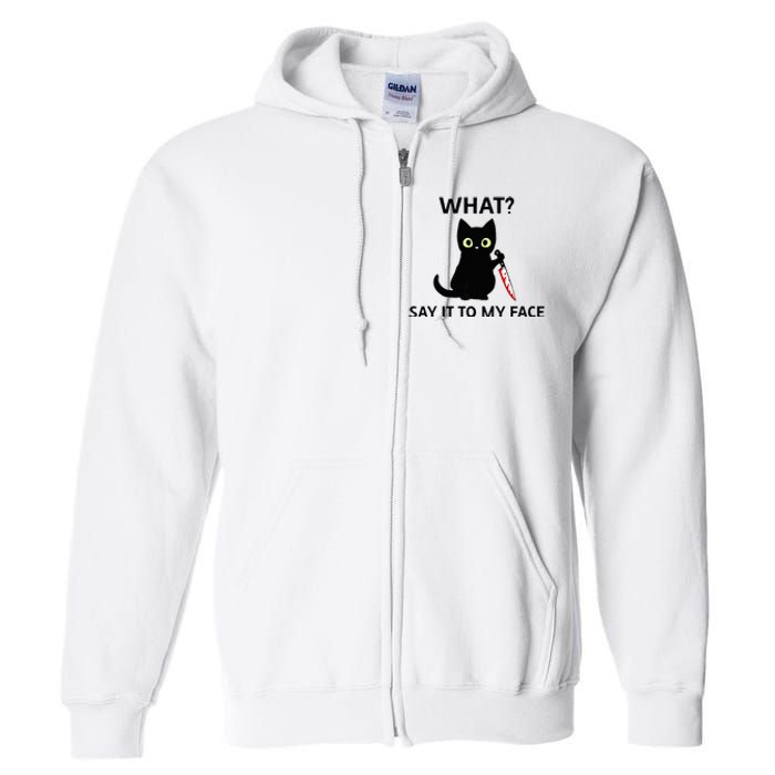 Childless Cat Ladies Funny Cat What Say It To My Face Raglan Baseball Full Zip Hoodie