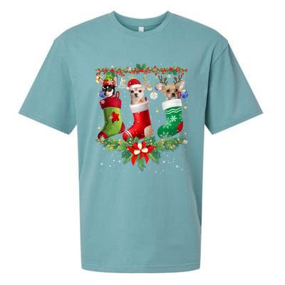 Chihuahua Christmas Lights Gift Funny Xmas Dog Lover Gift Sueded Cloud Jersey T-Shirt