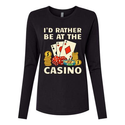 Cool Casino Lover Art Casino Gambling Gambler Womens Cotton Relaxed Long Sleeve T-Shirt