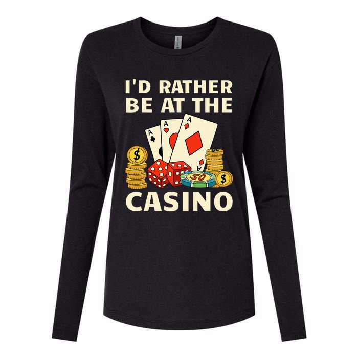 Cool Casino Lover Art Casino Gambling Gambler Womens Cotton Relaxed Long Sleeve T-Shirt