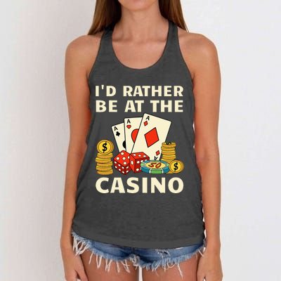 Cool Casino Lover Art Casino Gambling Gambler Women's Knotted Racerback Tank