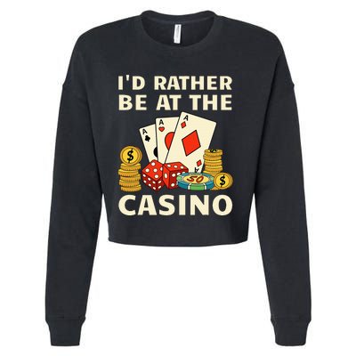 Cool Casino Lover Art Casino Gambling Gambler Cropped Pullover Crew