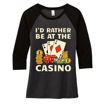 Cool Casino Lover Art Casino Gambling Gambler Women's Tri-Blend 3/4-Sleeve Raglan Shirt