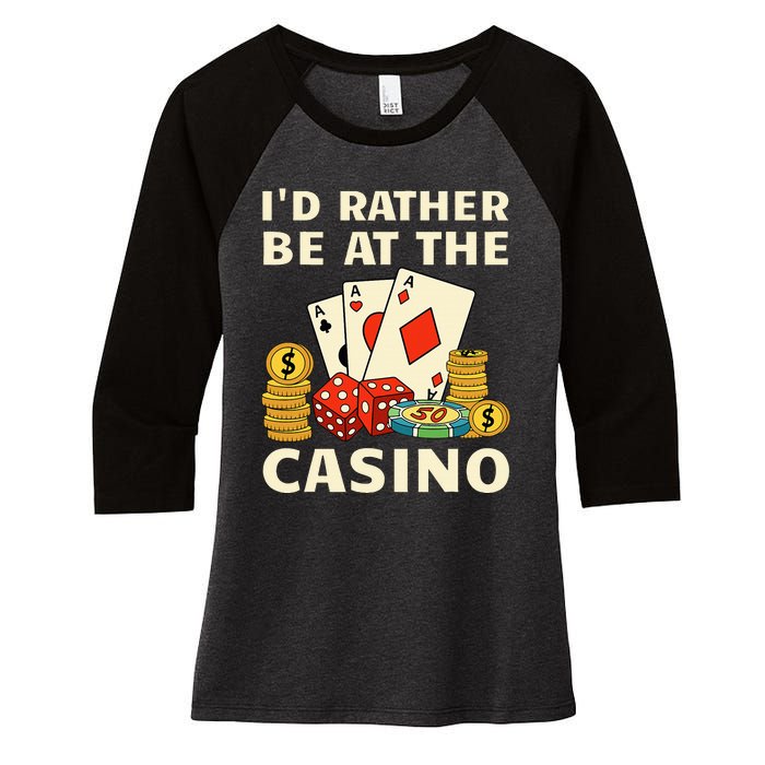 Cool Casino Lover Art Casino Gambling Gambler Women's Tri-Blend 3/4-Sleeve Raglan Shirt