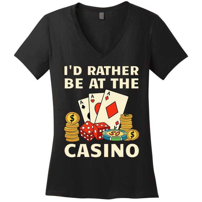 Cool Casino Lover Art Casino Gambling Gambler Women's V-Neck T-Shirt