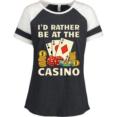 Cool Casino Lover Art Casino Gambling Gambler Enza Ladies Jersey Colorblock Tee