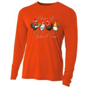 Christmas Chicken Lover Xmas Santa Hat Funny Farm Gift Cooling Performance Long Sleeve Crew