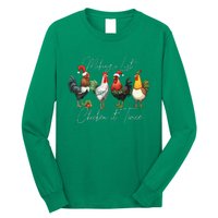 Christmas Chicken Lover Xmas Santa Hat Funny Farm Gift Long Sleeve Shirt