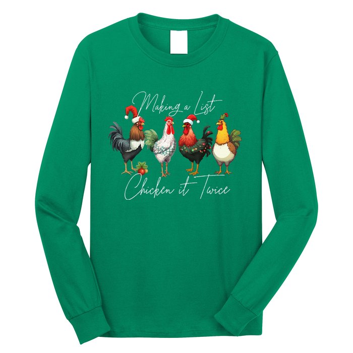 Christmas Chicken Lover Xmas Santa Hat Funny Farm Gift Long Sleeve Shirt