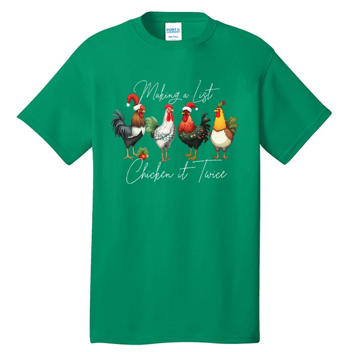 Christmas Chicken Lover Xmas Santa Hat Funny Farm Gift Tall T-Shirt