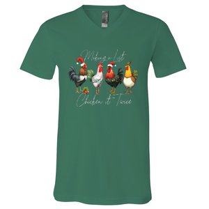 Christmas Chicken Lover Xmas Santa Hat Funny Farm Gift V-Neck T-Shirt