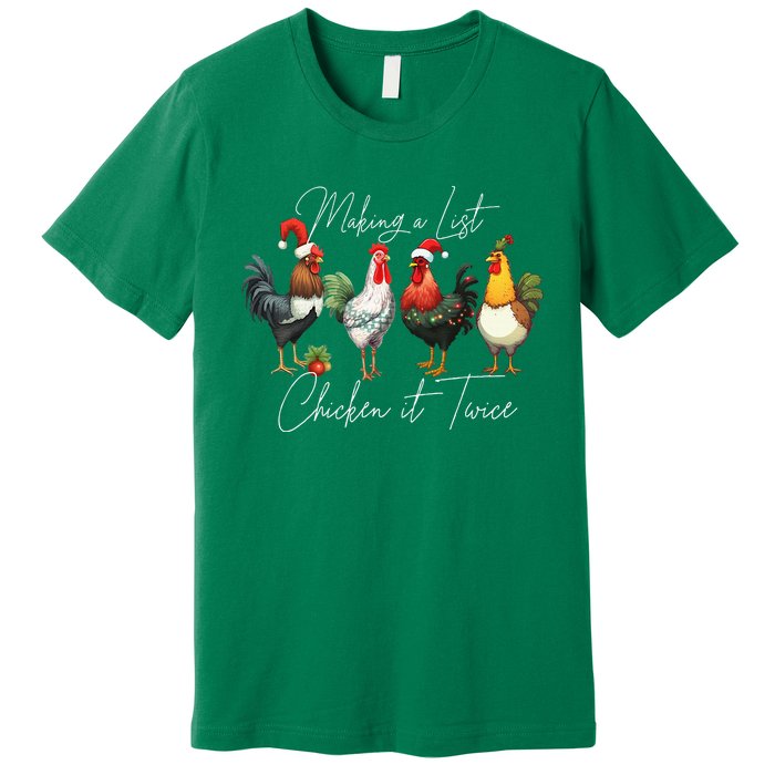 Christmas Chicken Lover Xmas Santa Hat Funny Farm Gift Premium T-Shirt