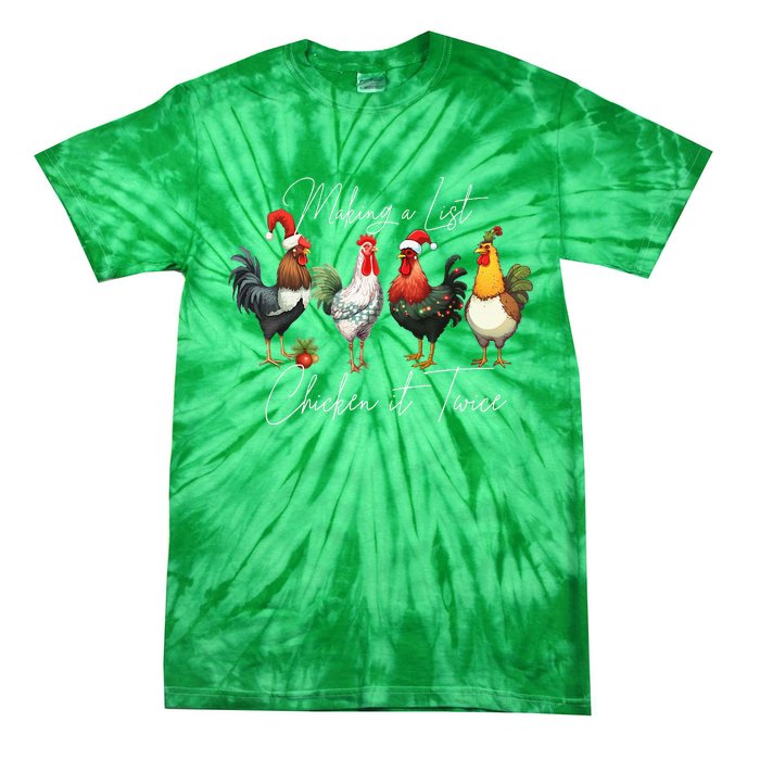 Christmas Chicken Lover Xmas Santa Hat Funny Farm Gift Tie-Dye T-Shirt