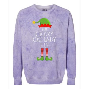 Crazy Cat Lady Elf Funny Christmas Matching Family Pajama Colorblast Crewneck Sweatshirt