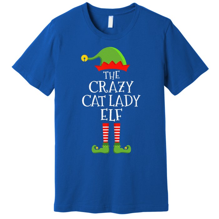 Crazy Cat Lady Elf Funny Christmas Matching Family Pajama Premium T-Shirt