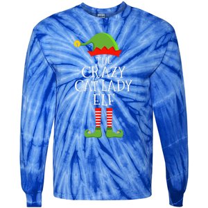 Crazy Cat Lady Elf Funny Christmas Matching Family Pajama Tie-Dye Long Sleeve Shirt