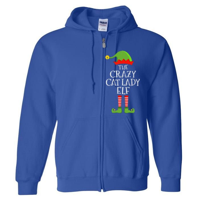 Crazy Cat Lady Elf Funny Christmas Matching Family Pajama Full Zip Hoodie