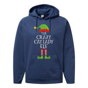 Crazy Cat Lady Elf Funny Christmas Matching Family Pajama Performance Fleece Hoodie