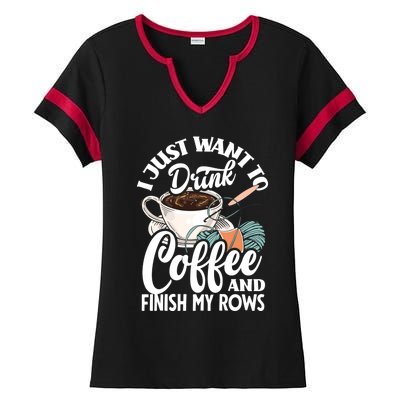 Crochet Coffee Lover Cute Crocheting Gift Ladies Halftime Notch Neck Tee