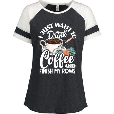 Crochet Coffee Lover Cute Crocheting Gift Enza Ladies Jersey Colorblock Tee