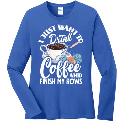 Crochet Coffee Lover Cute Crocheting Gift Ladies Long Sleeve Shirt