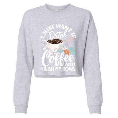 Crochet Coffee Lover Cute Crocheting Gift Cropped Pullover Crew