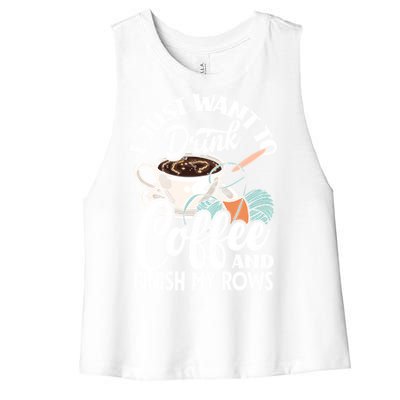 Crochet Coffee Lover Cute Crocheting Gift Women's Racerback Cropped Tank