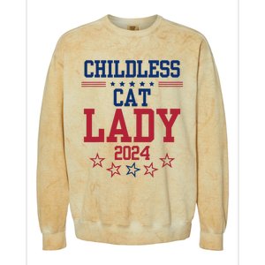 Childless Cat Lady 2024 Funny Political Elections Democrat Colorblast Crewneck Sweatshirt