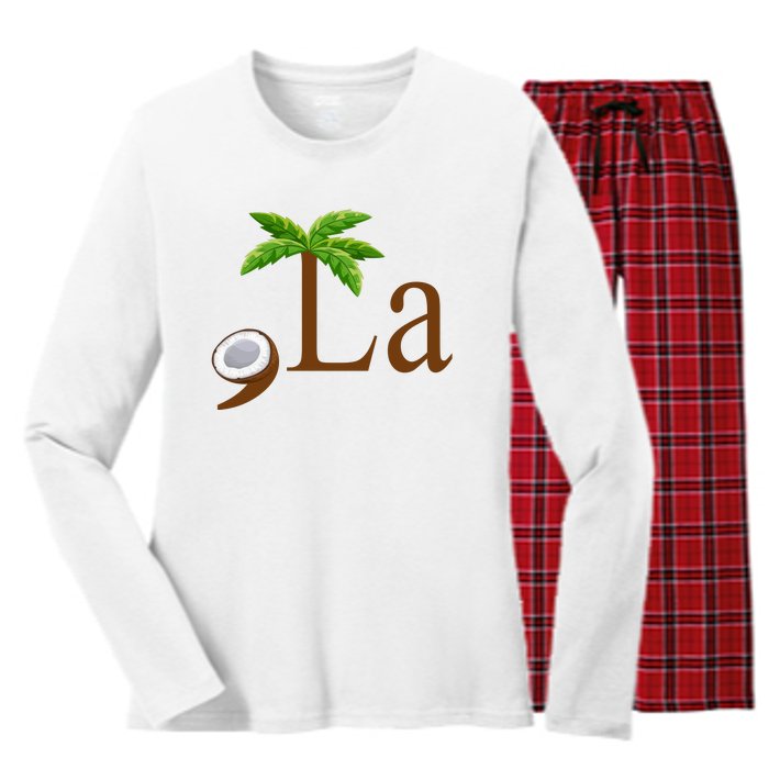 Coconut Comma + La Kamala Harris 2024 President Election Women's Long Sleeve Flannel Pajama Set 