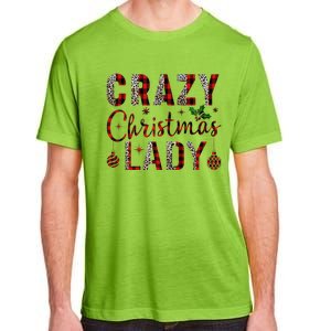 Crazy Christmas Lady Leopard Buffalo Plaid Red Funny Xmas Adult ChromaSoft Performance T-Shirt