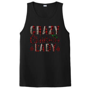 Crazy Christmas Lady Leopard Buffalo Plaid Red Funny Xmas PosiCharge Competitor Tank