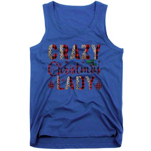 Crazy Christmas Lady Leopard Buffalo Plaid Red Funny Xmas Tank Top