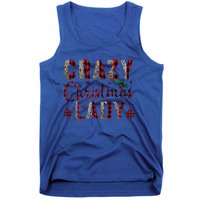 Crazy Christmas Lady Leopard Buffalo Plaid Red Funny Xmas Tank Top