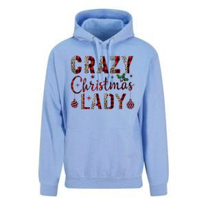 Crazy Christmas Lady Leopard Buffalo Plaid Red Funny Xmas Unisex Surf Hoodie