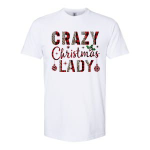 Crazy Christmas Lady Leopard Buffalo Plaid Red Funny Xmas Softstyle CVC T-Shirt