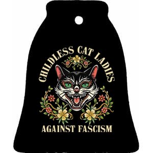 Childless Cat Ladies Against Fascism Gift Ceramic Bell Ornament