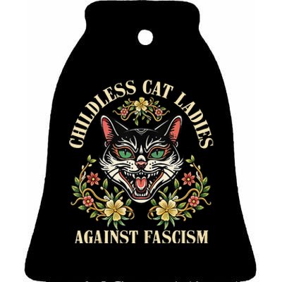 Childless Cat Ladies Against Fascism Gift Ceramic Bell Ornament