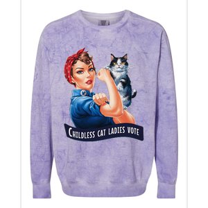 Childless Cat Ladies Vote Rosie The Riveter Gift Colorblast Crewneck Sweatshirt