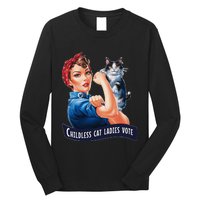 Childless Cat Ladies Vote Rosie The Riveter Gift Long Sleeve Shirt