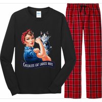 Childless Cat Ladies Vote Rosie The Riveter Gift Long Sleeve Pajama Set