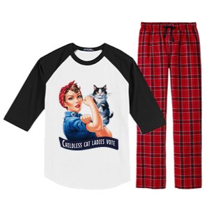 Childless Cat Ladies Vote Rosie The Riveter Gift Raglan Sleeve Pajama Set