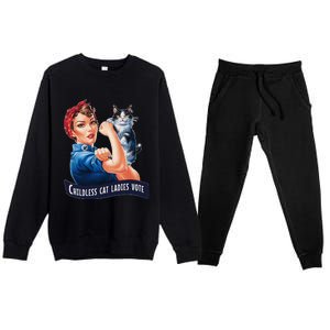 Childless Cat Ladies Vote Rosie The Riveter Gift Premium Crewneck Sweatsuit Set