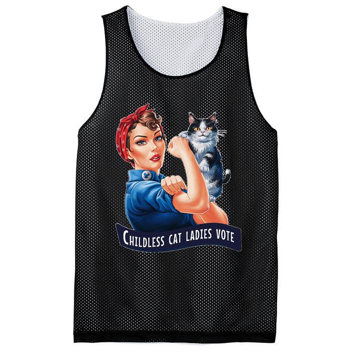 Childless Cat Ladies Vote Rosie The Riveter Gift Mesh Reversible Basketball Jersey Tank