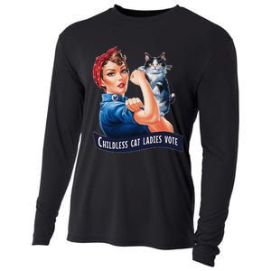 Childless Cat Ladies Vote Rosie The Riveter Gift Cooling Performance Long Sleeve Crew