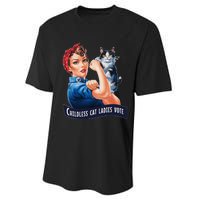 Childless Cat Ladies Vote Rosie The Riveter Gift Performance Sprint T-Shirt