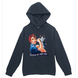 Childless Cat Ladies Vote Rosie The Riveter Gift Urban Pullover Hoodie