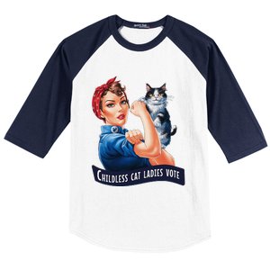 Childless Cat Ladies Vote Rosie The Riveter Gift Baseball Sleeve Shirt