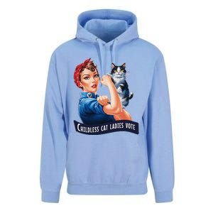 Childless Cat Ladies Vote Rosie The Riveter Gift Unisex Surf Hoodie