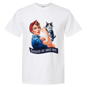 Childless Cat Ladies Vote Rosie The Riveter Gift Garment-Dyed Heavyweight T-Shirt